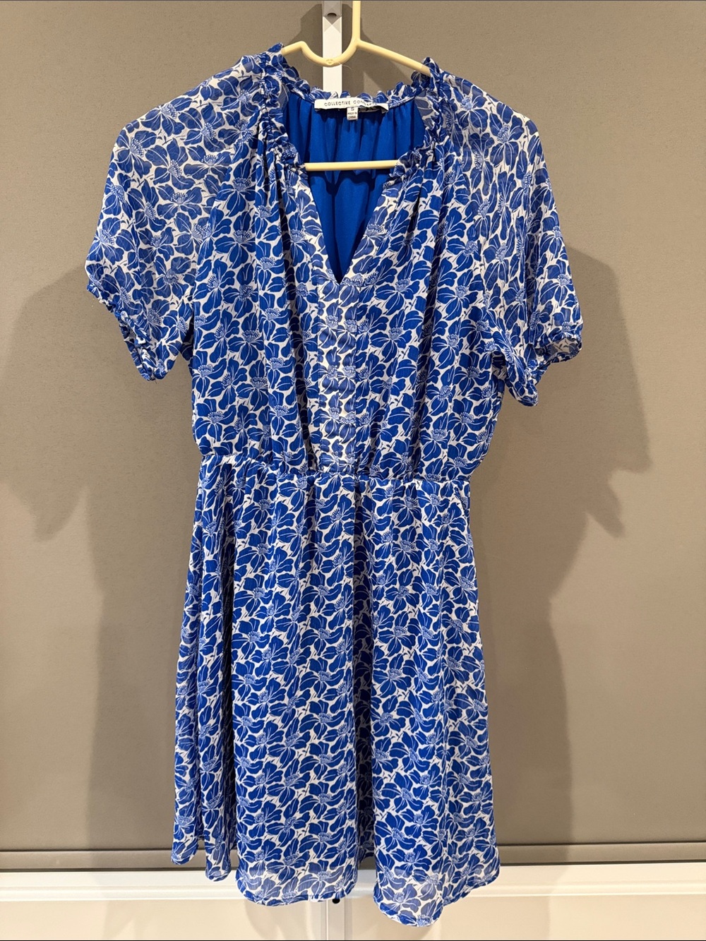 Blue & White Sheer Floral Mini Dress
